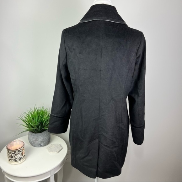 Kristen Blake womens wool blend black piping trench coat size 8 - Picture 5 of 8